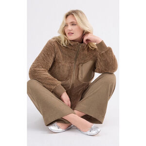 CAbi Theodore Coat #4675 Brown Faux Fur Size L EUC